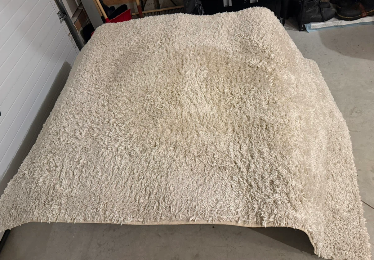 Cream Shag Area Rug 7x5