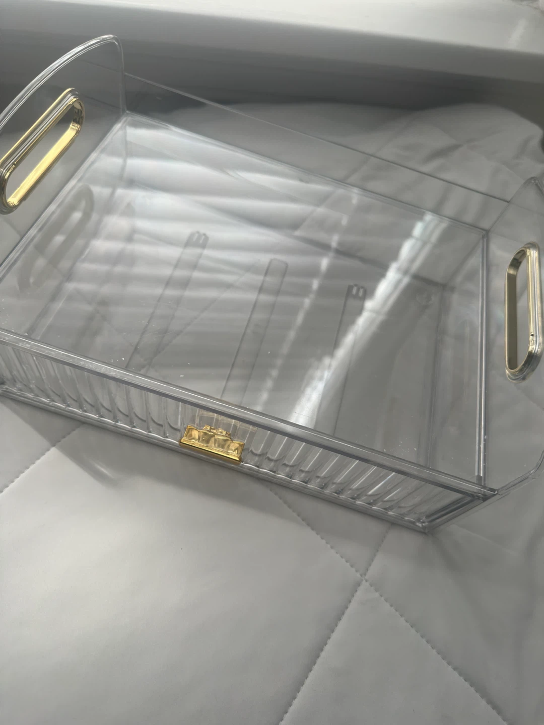 Clear Acrylic Box with Gold Handles