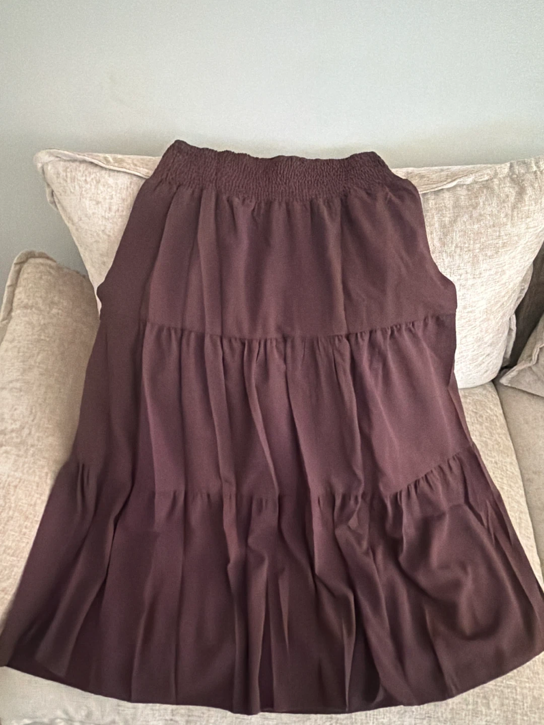 Dark Brown Tiered Midi Skirt