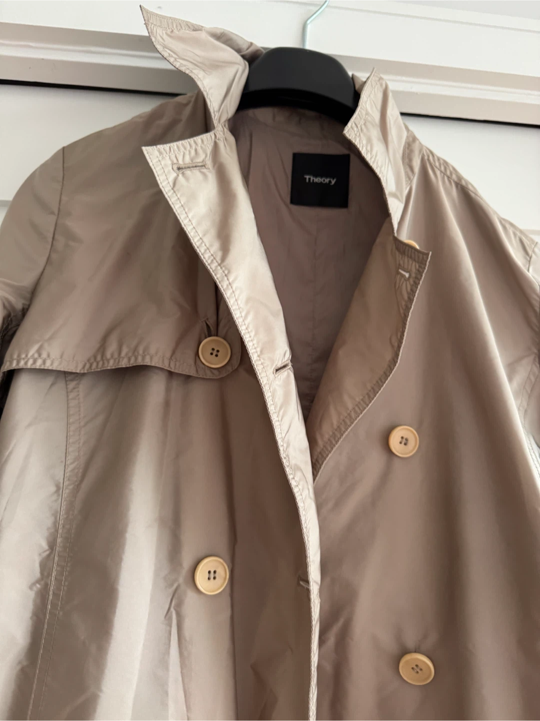 THEORY TRENCH COAT Light Beige Classy M L Like New paid $400+ - photo 4