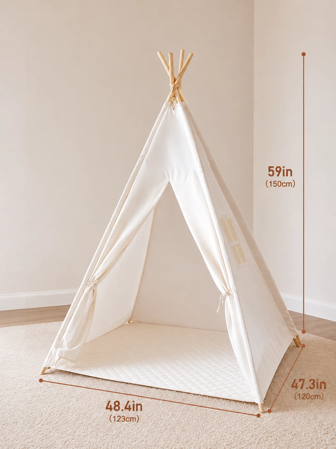 Kids Teepee Play Tent with Mat - photo 3