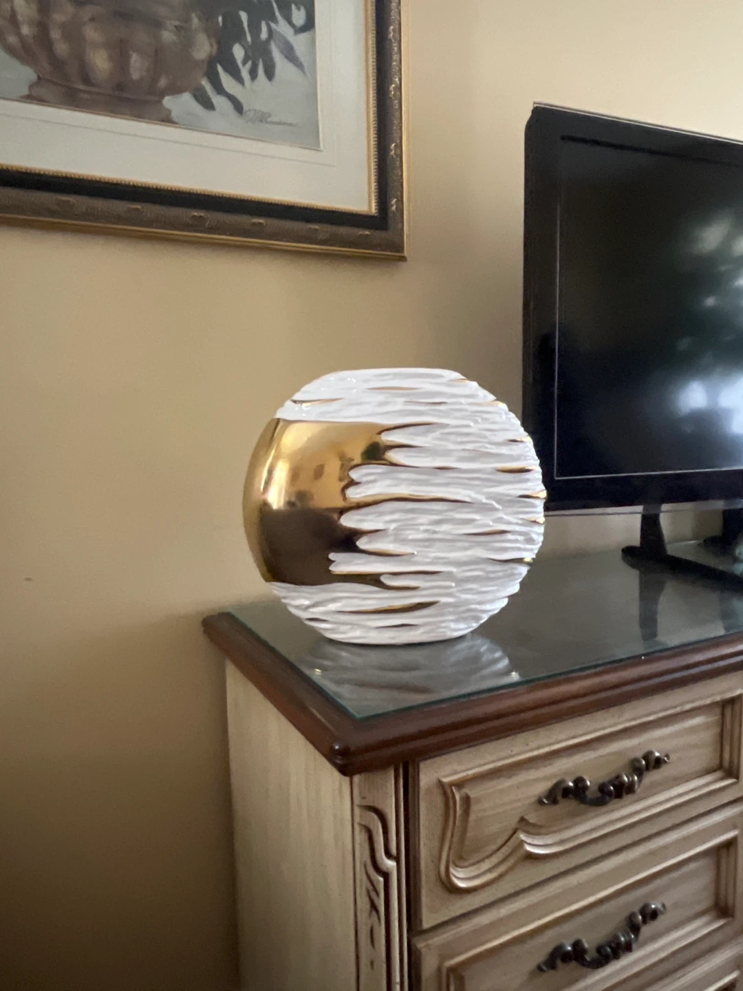 BNIB Stunning Large Metallic/White Ceramic Vase - photo 2