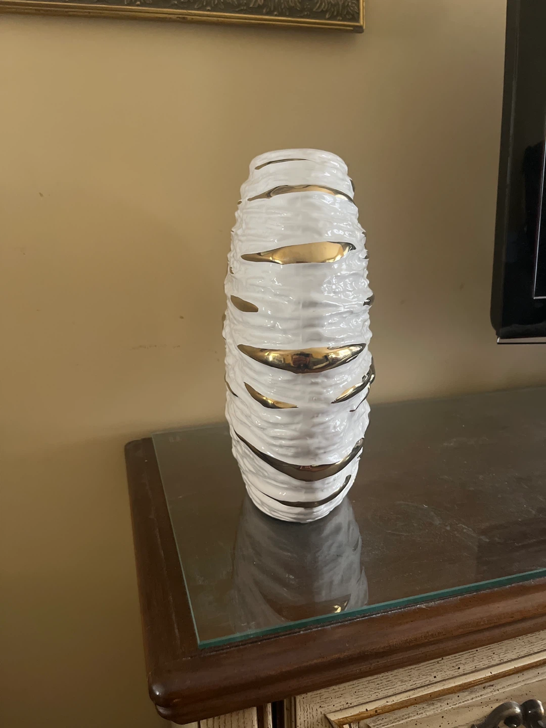 BNIB Stunning Large Metallic/White Ceramic Vase - photo 4