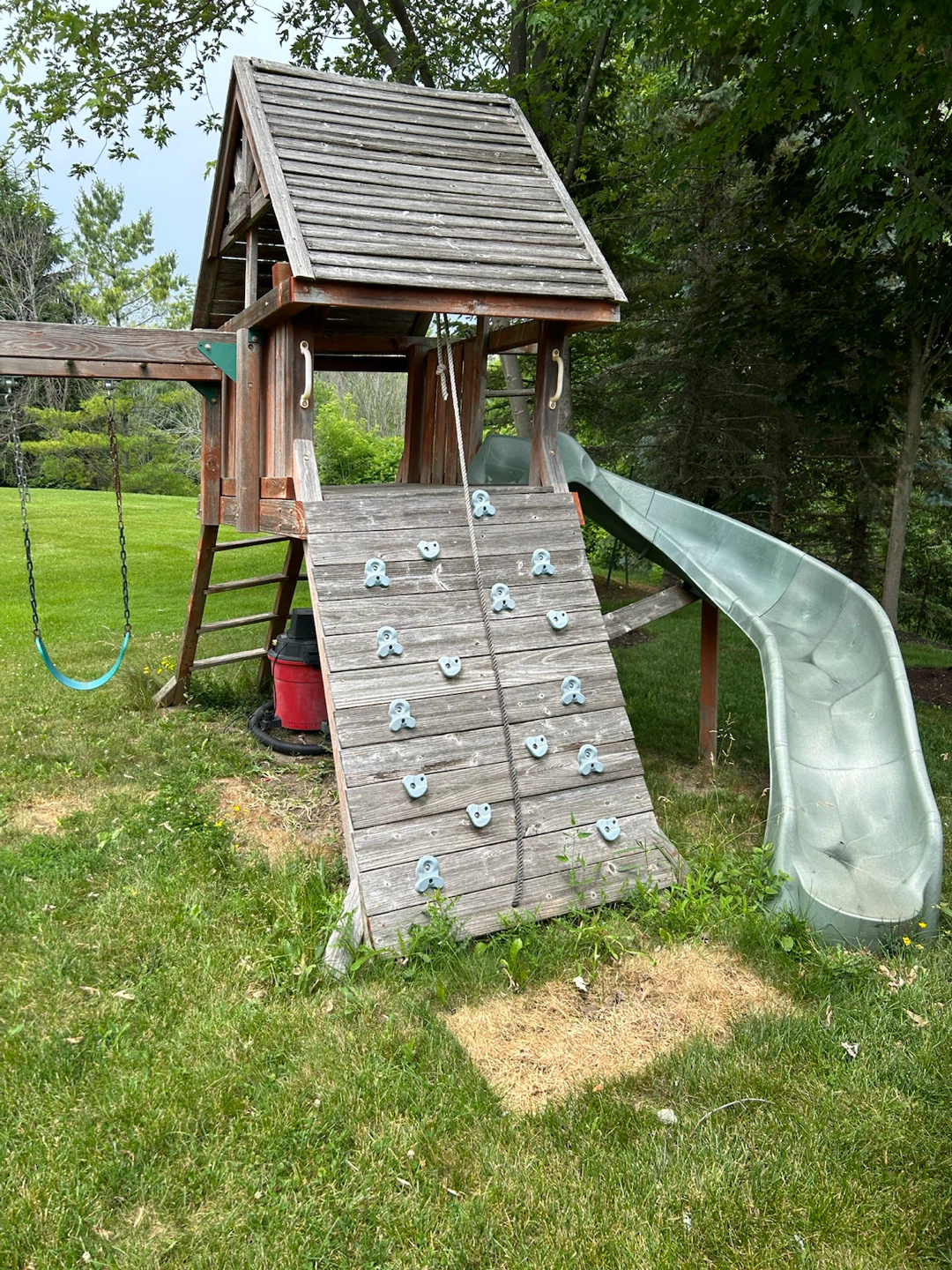 Children wood swing set , slide and fort - photo 3