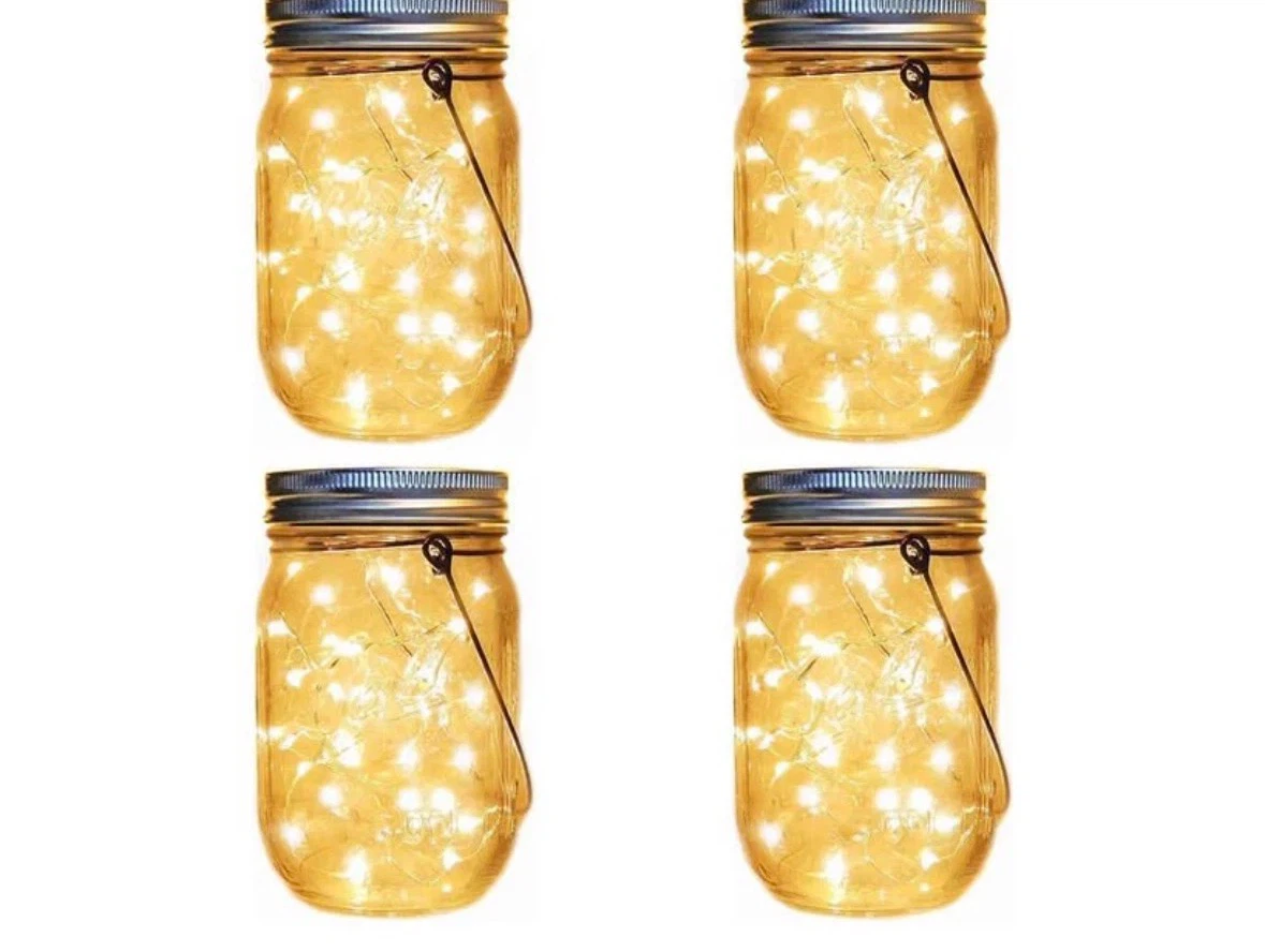 Solar Lanterns Mason Jar Hanging Lights,4 Pack