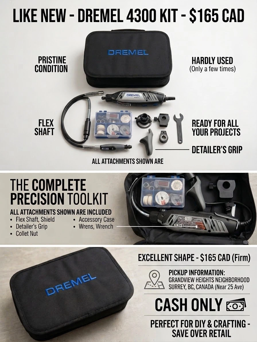 Like-New Dremel 4300 Kit (Flex Shaft + Detailer's Grip)