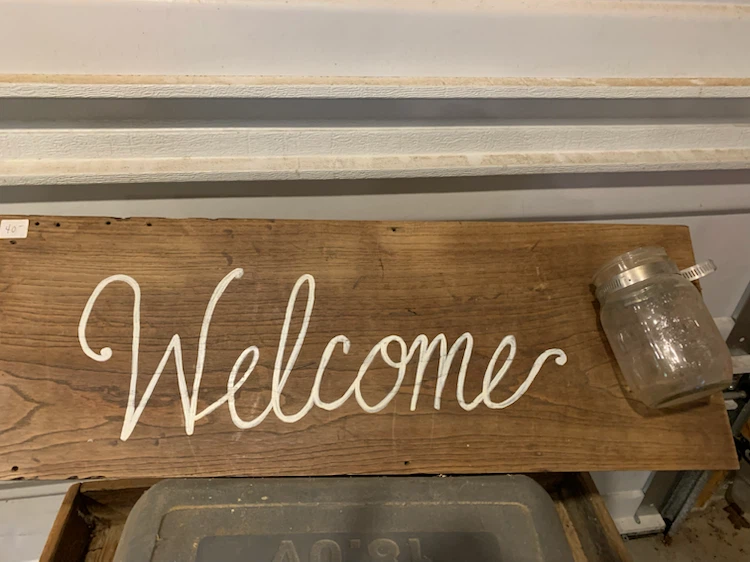 Welcome wooden wall sign