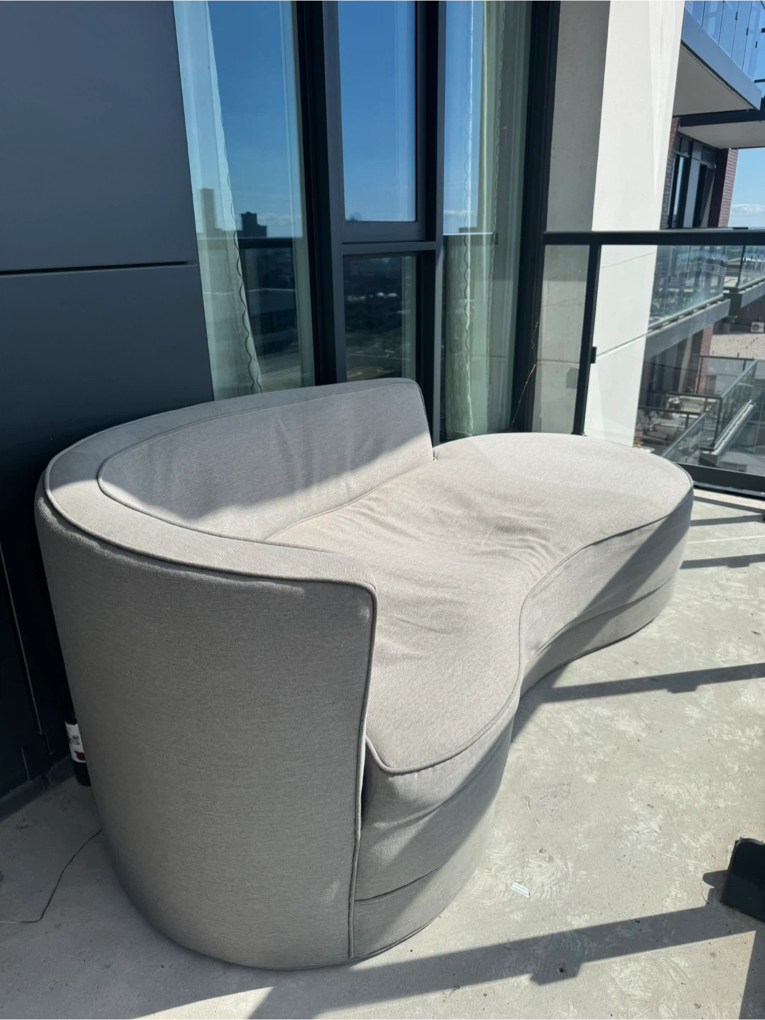 Modern Curved Light Grey Sofa