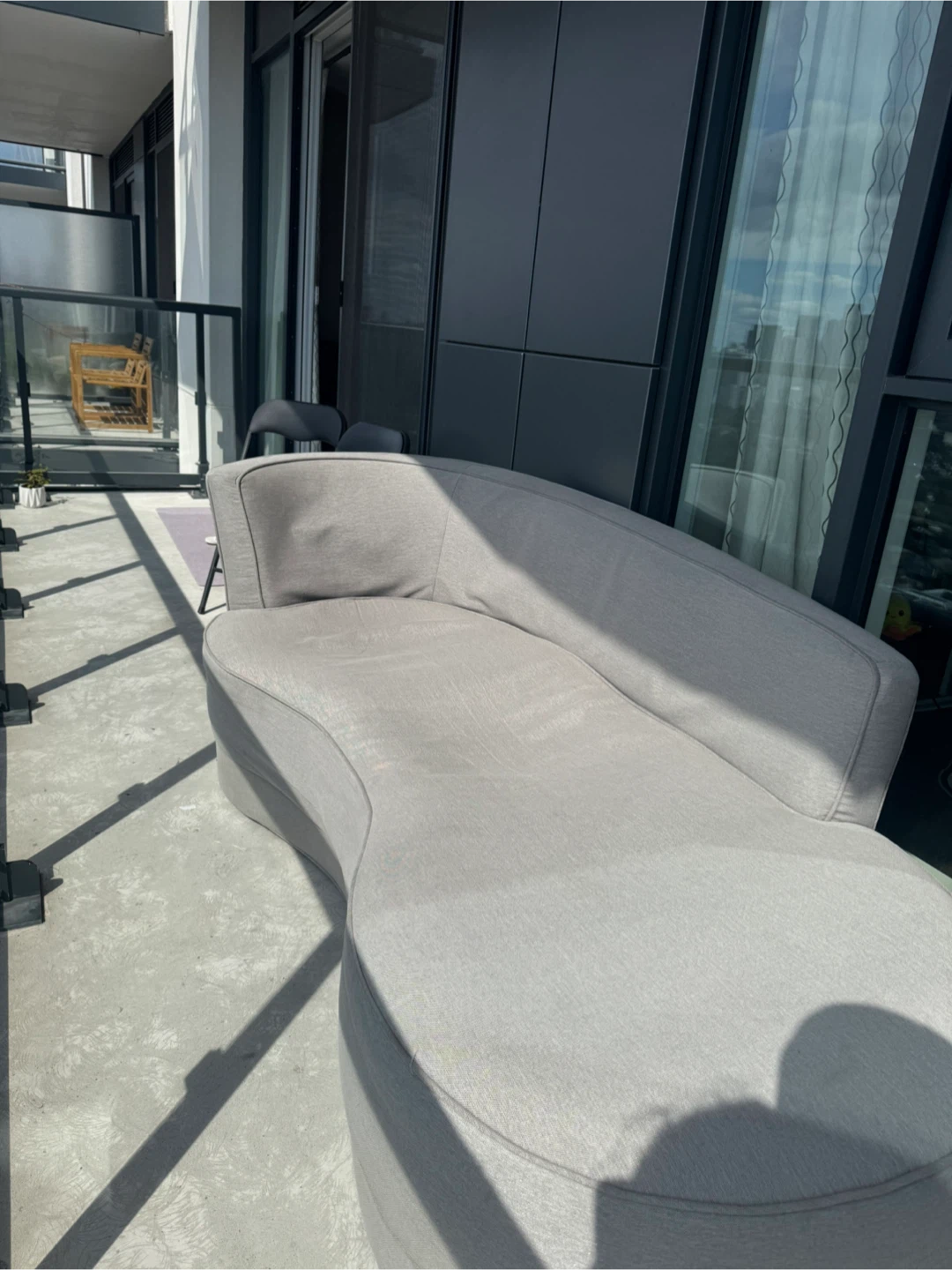 Modern Curved Light Grey Sofa - photo 2