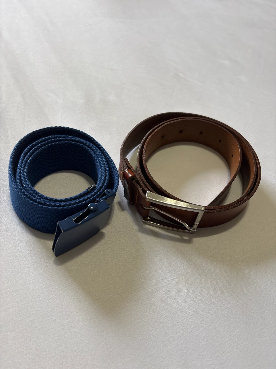 H&M Brown Leather Belt & Blue Fabric Belt Bundle - photo 2