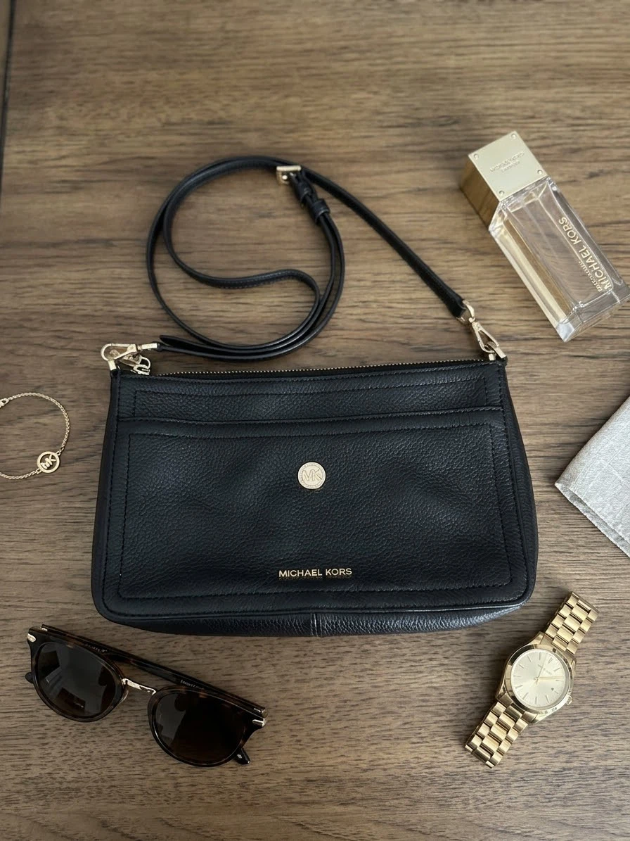 Michael Kors Black Leather Clutch Crossbody Bag – MUST GO ASAP!