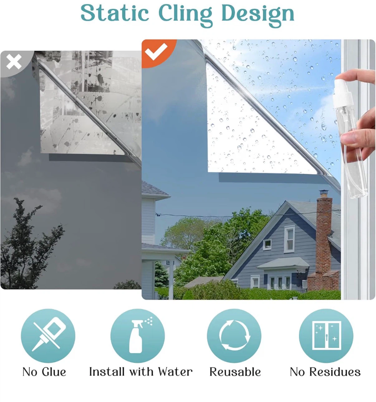 Haton One Way Window Films Static Cling Tint Silver 17.5"x78.7" - photo 5