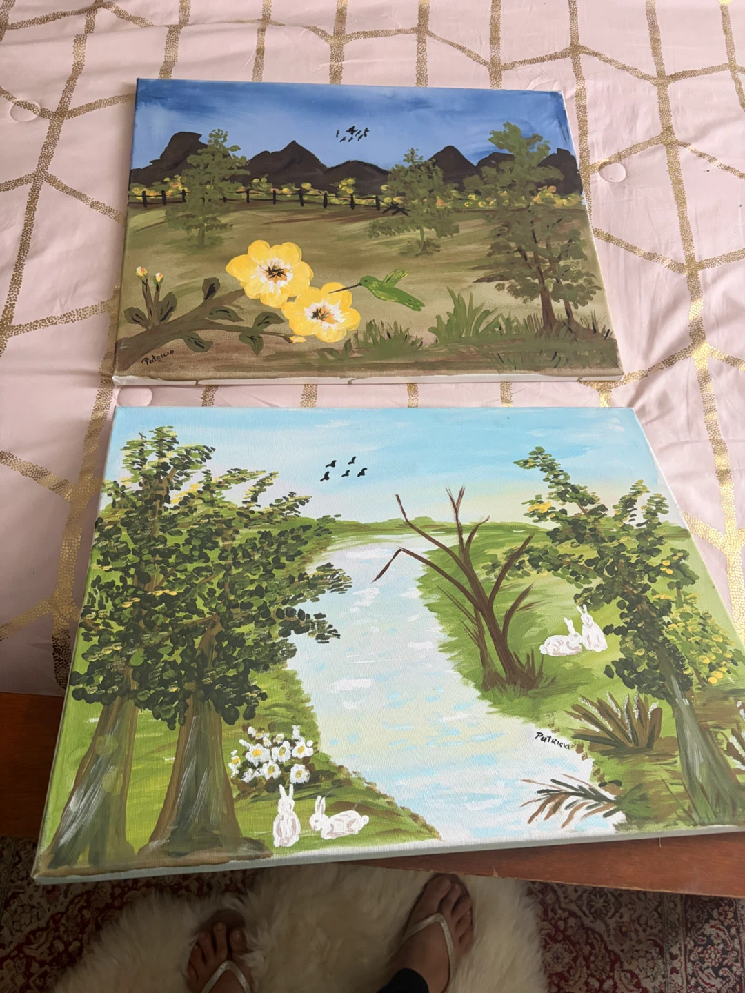 Two Hand-Painted Landscape Canvases