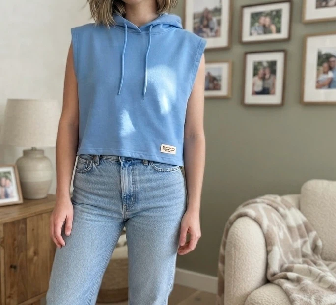 H&M Divided Light Blue Sleeveless Hoodie