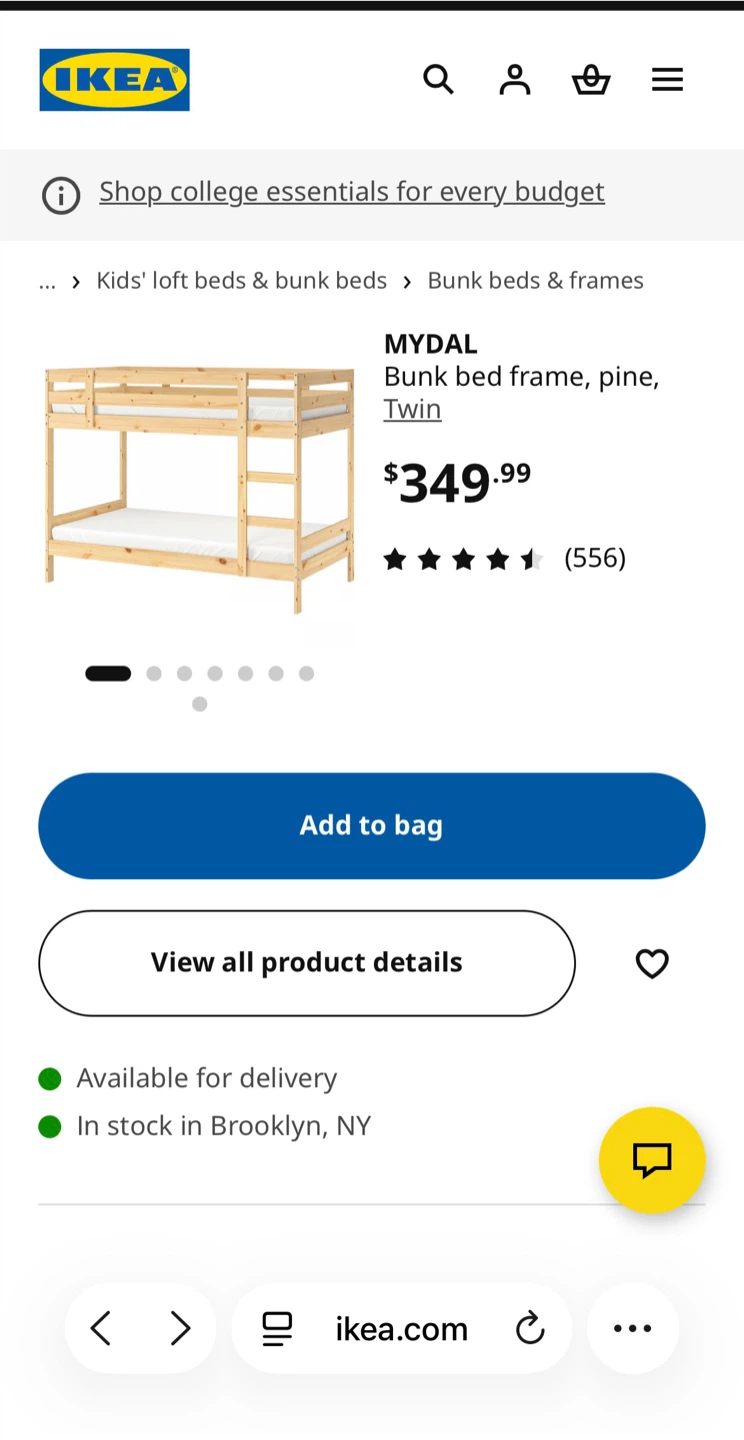 IKEA MYDAL Bunk Bed Frame - Twin, Pine - photo 3