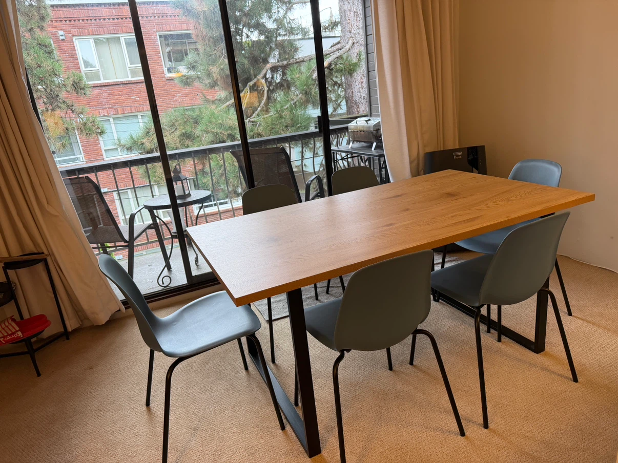 Wooden Dining Table with Metal Legs, sold with 6 chairs - photo 4