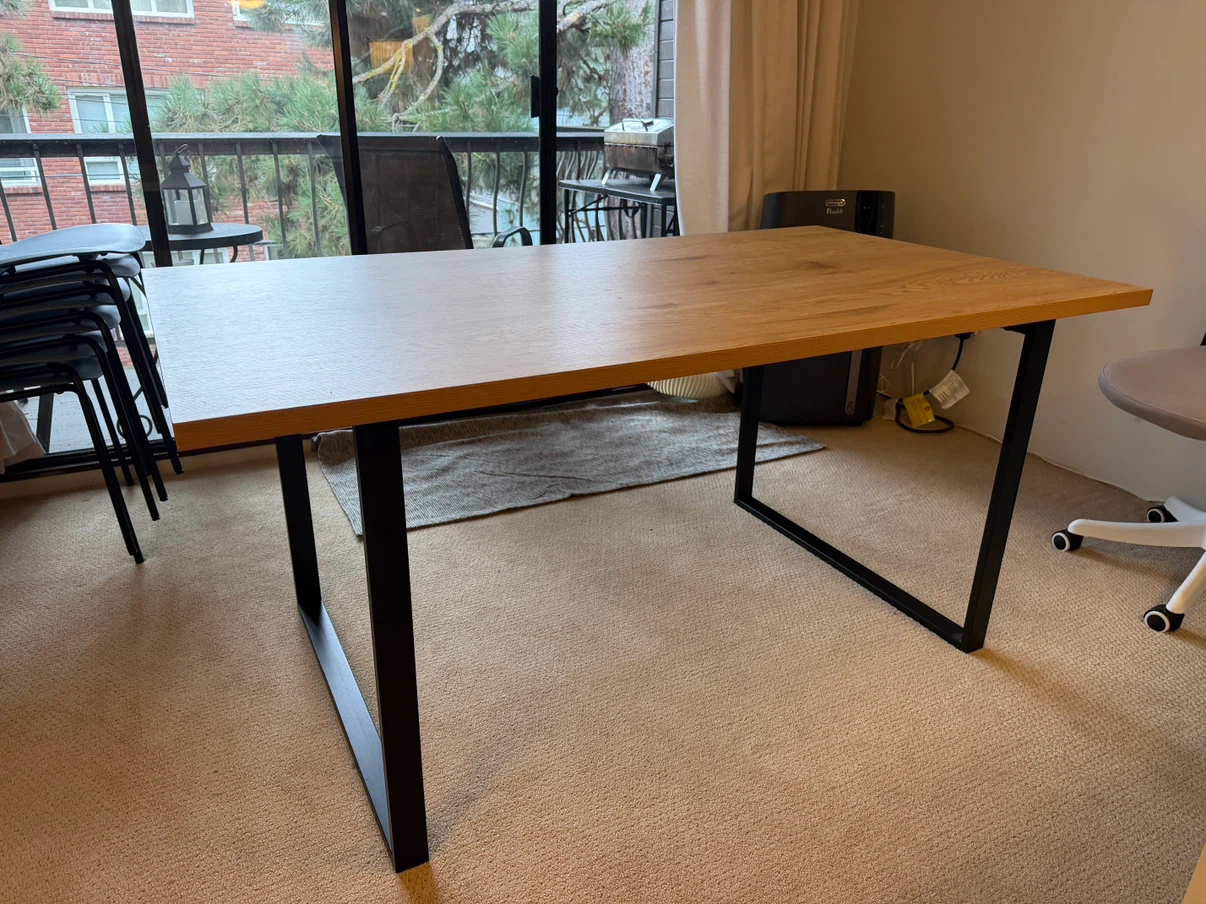 Wooden Dining Table with Metal Legs, sold with 6 chairs - photo 5