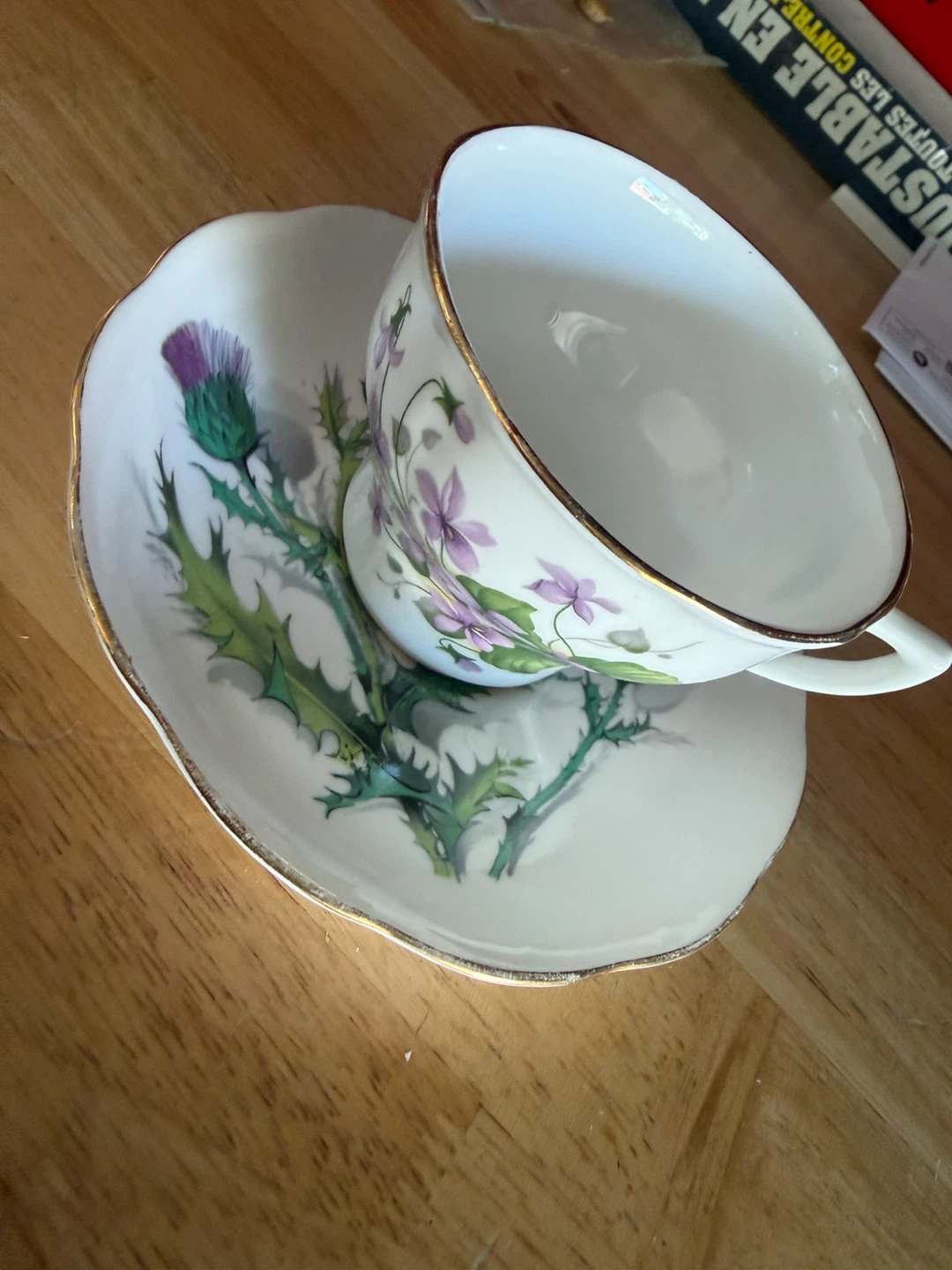 Vintage Floral Bone China Tea Cup and Saucer