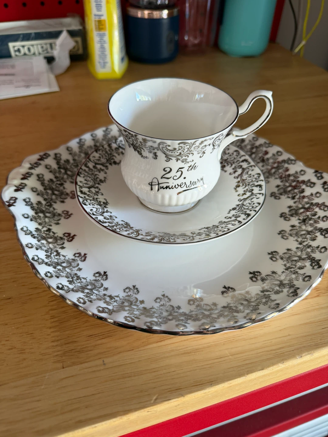 25th Anniversary Tea Cup and Plate Set