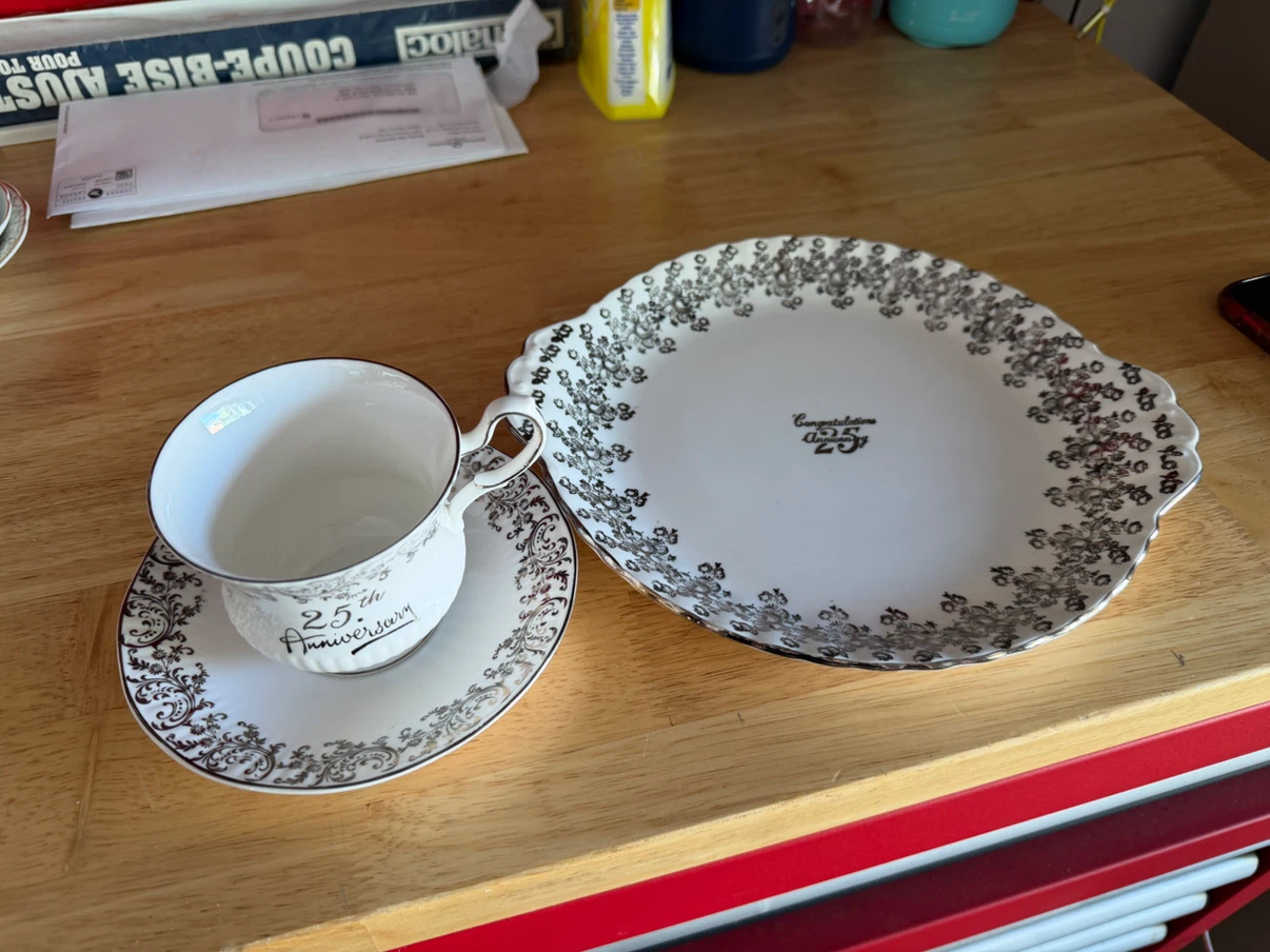 25th Anniversary Tea Cup and Plate Set - photo 3