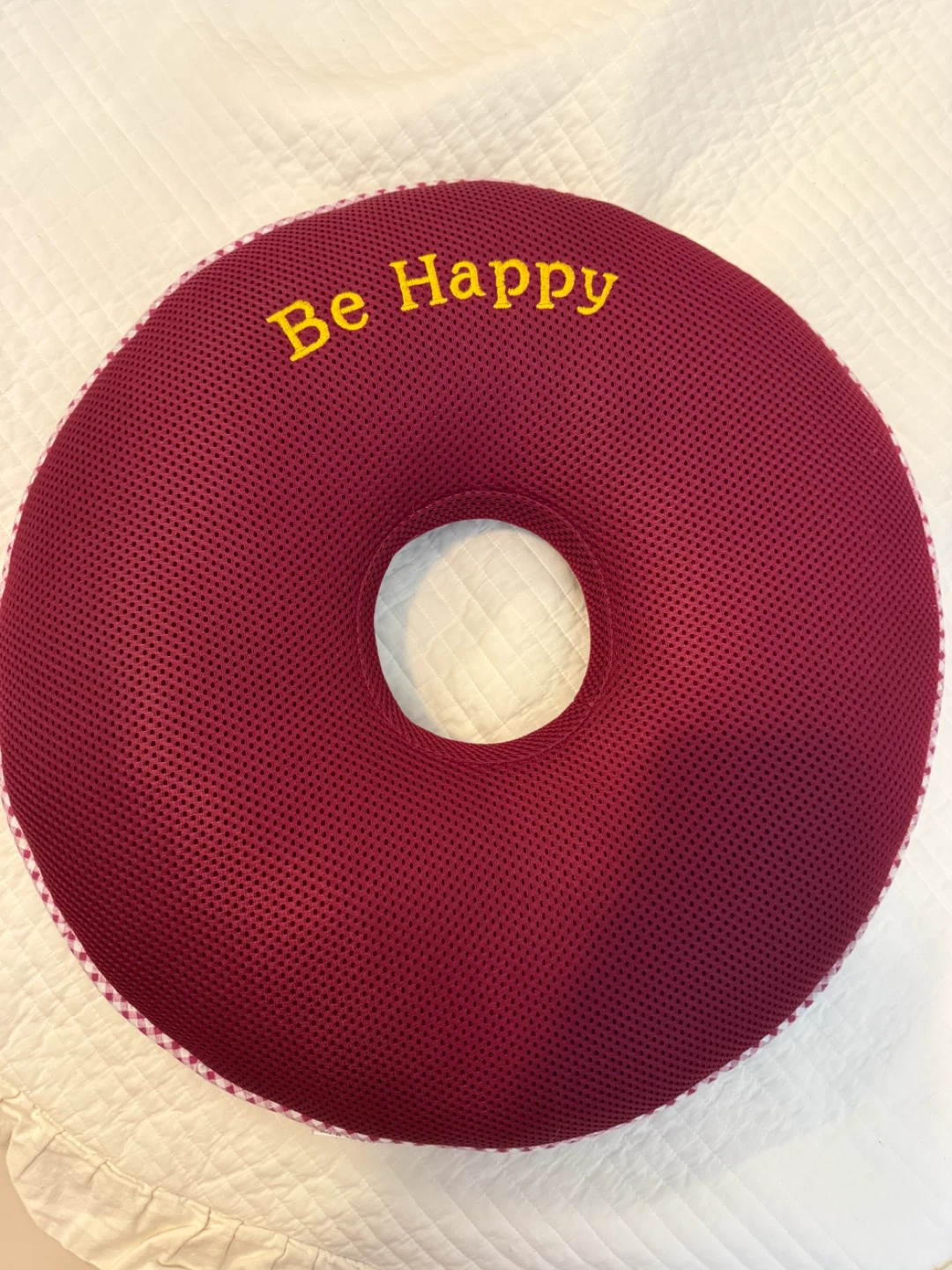Burgundy Round Be Happy Cushion