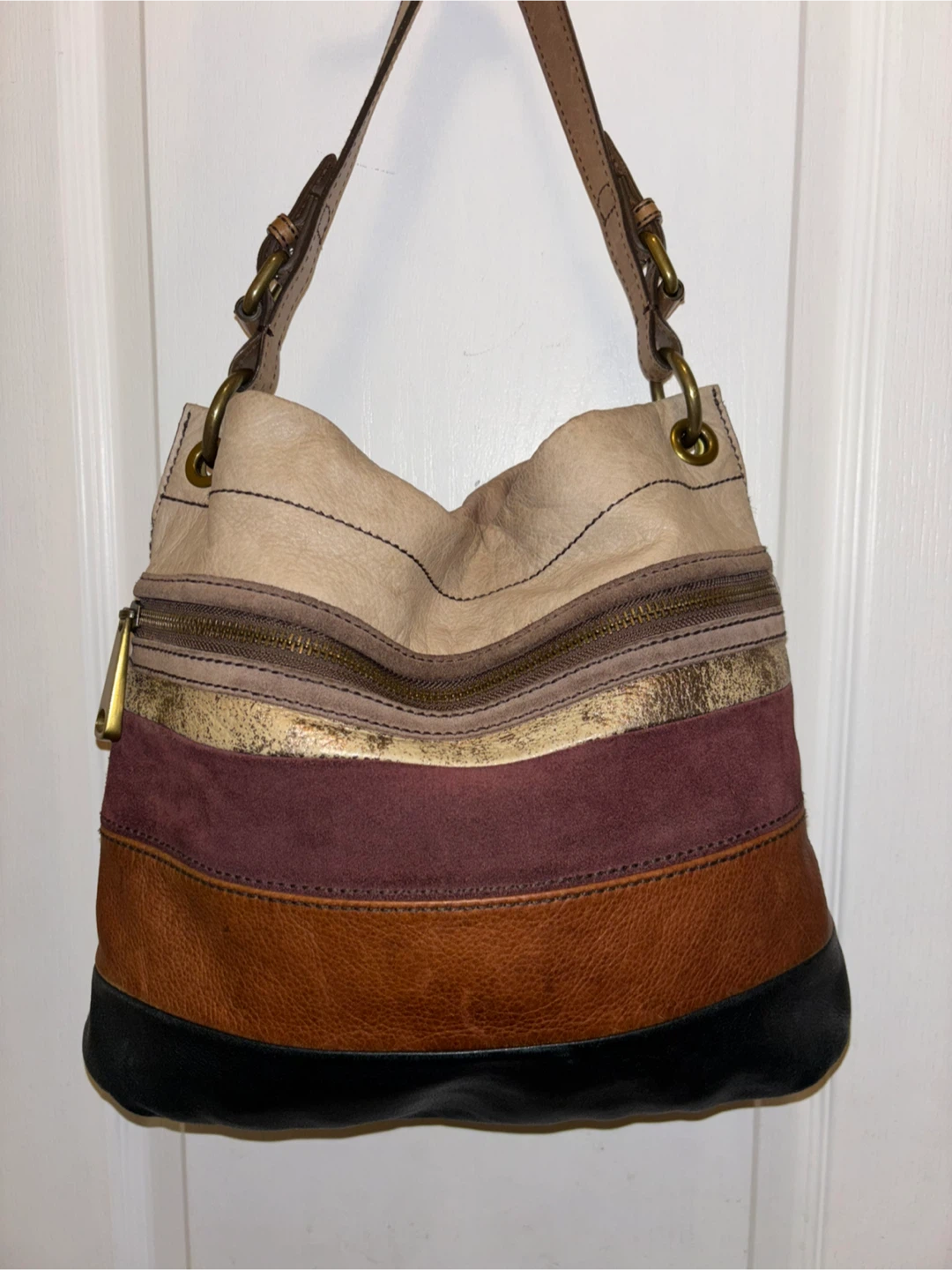 Fossil Striped Leather Shoulder Bag - photo 4
