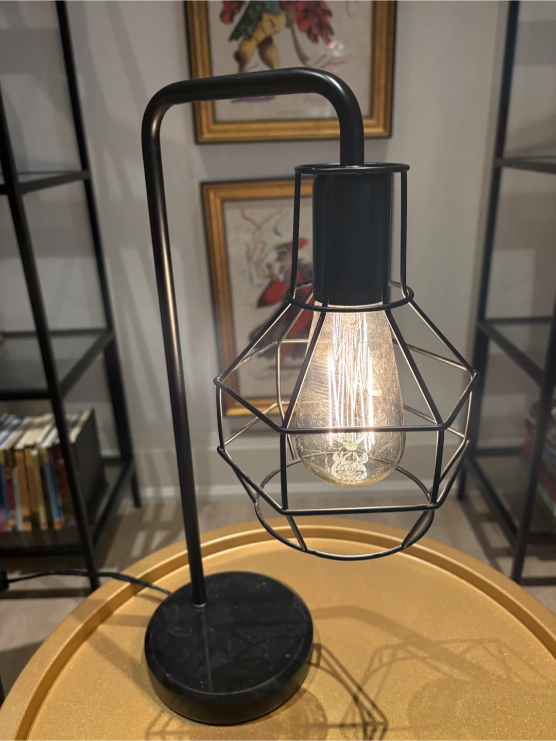 Black Industrial Cage Desk Light