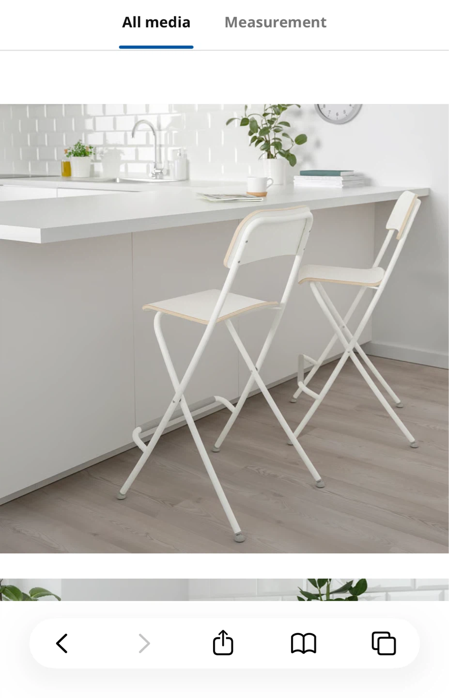 2x white IKEA FRANKLIN Foldable Bar Stool