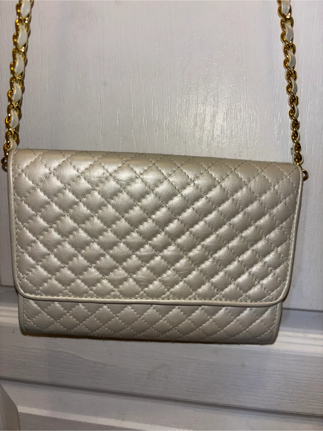 Quilted Clutch leather with Gold Chain Strap