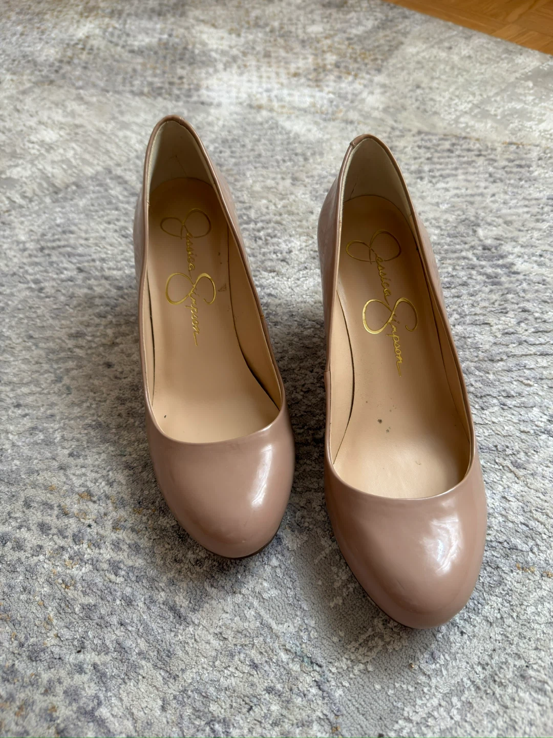 Jessica Simpson Wedge Heels - Nude Patent