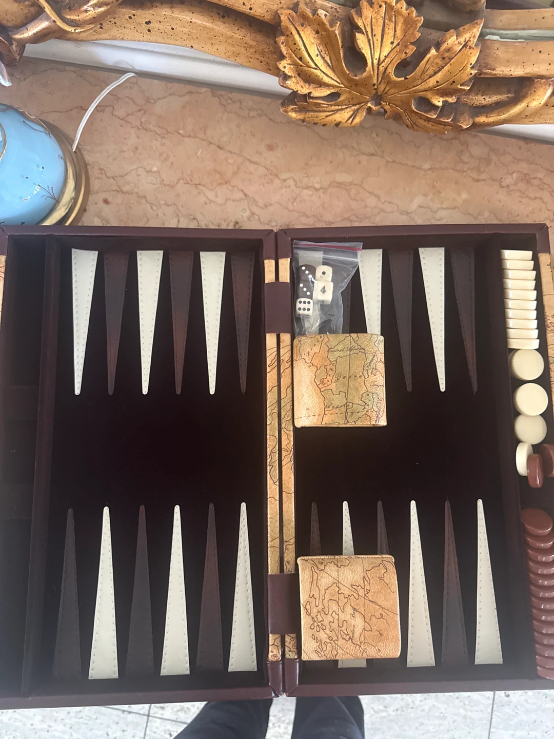 Vintage World Map Backgammon Set - photo 3