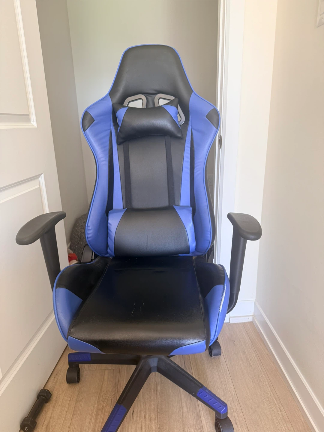 Blue and black gaming chair