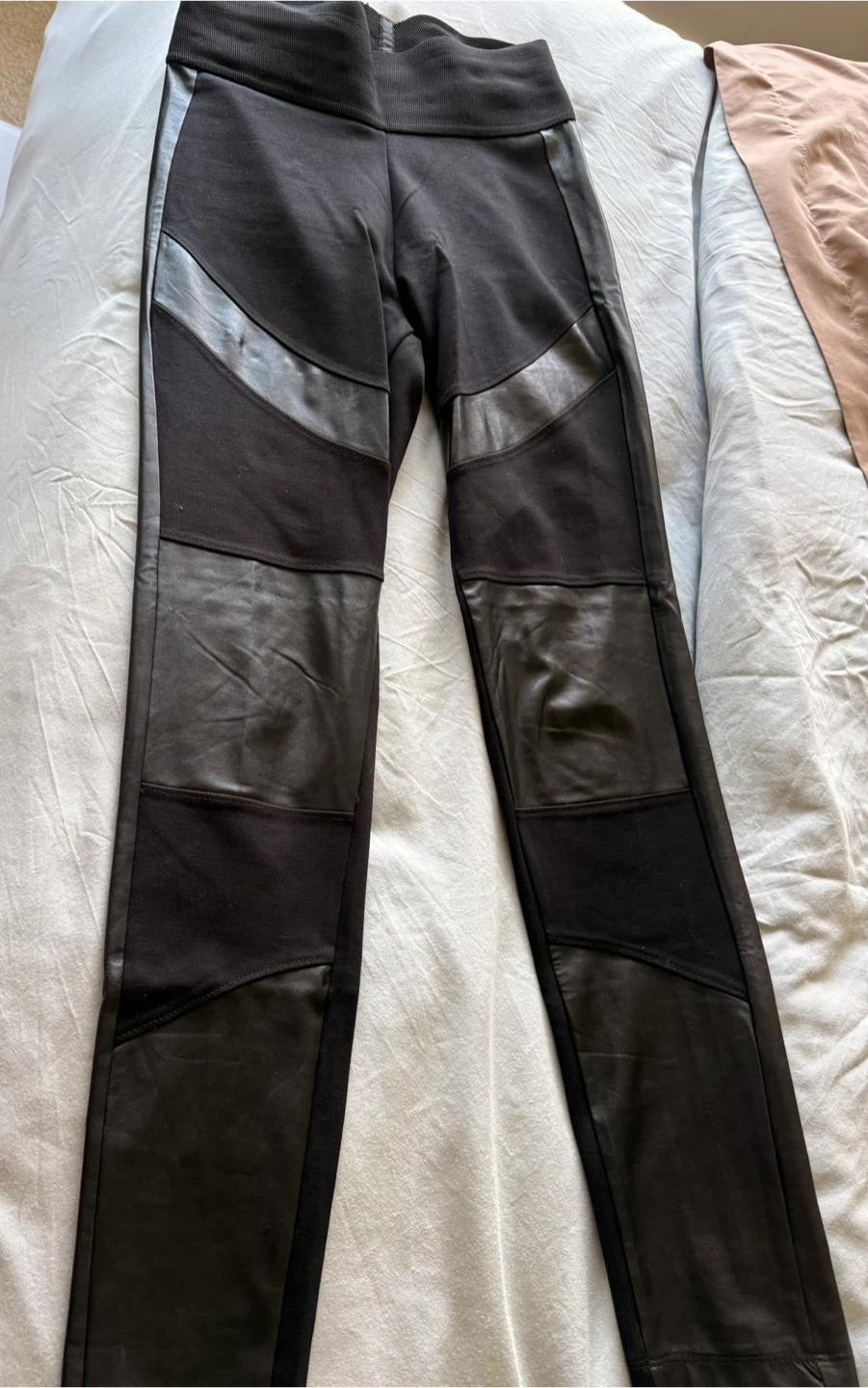 Medium Black leggings with faux leather panels