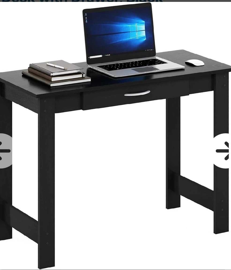 🖤 Elegant Black Writing Desk & Velvet Chair Set
