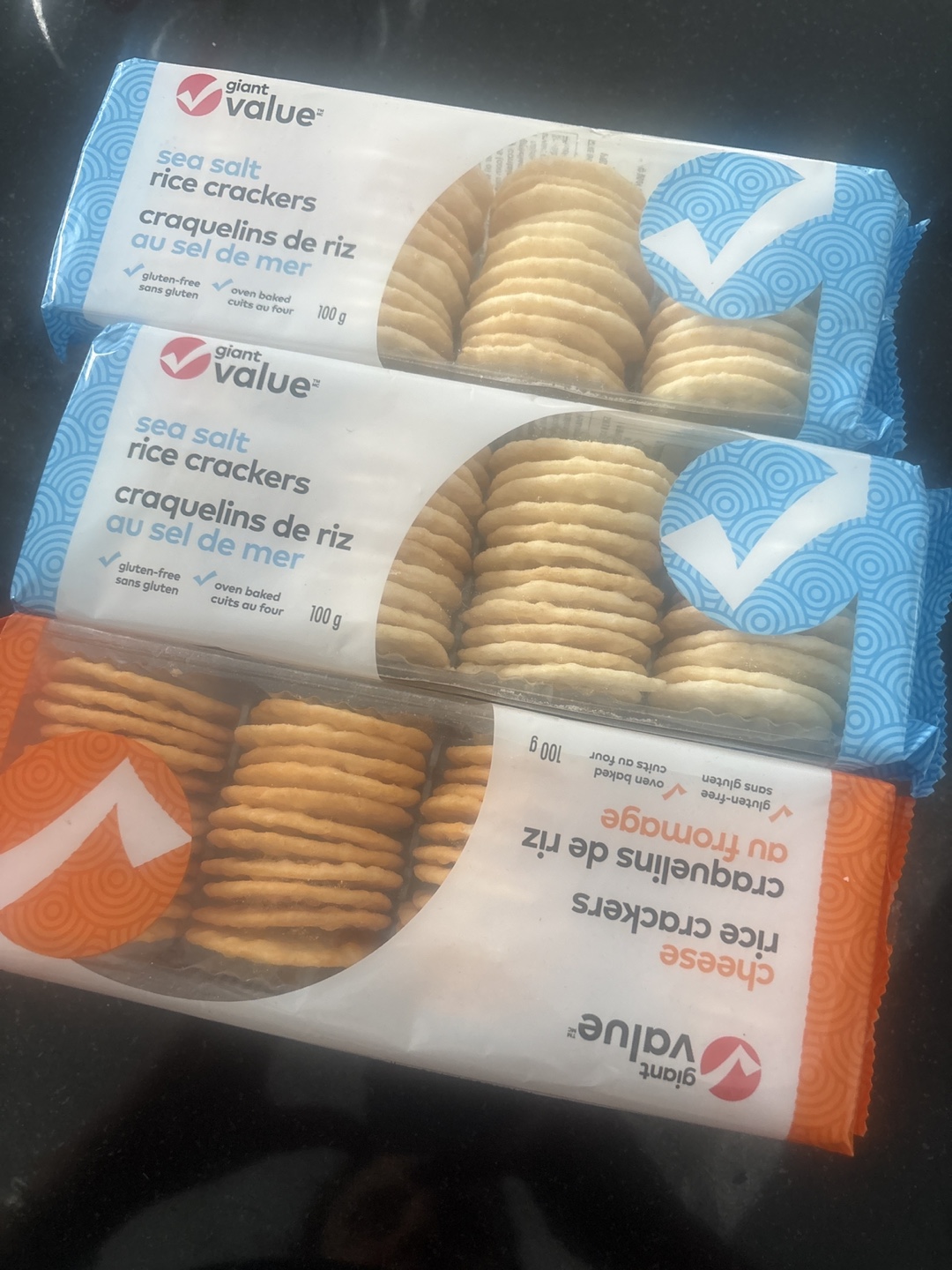3 Packs of Giant Value Rice Crackers