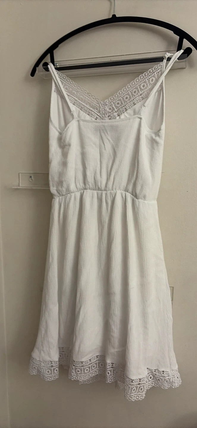 🤍White Lace Trim Sleeveless Summer Dress size extra small - photo 2