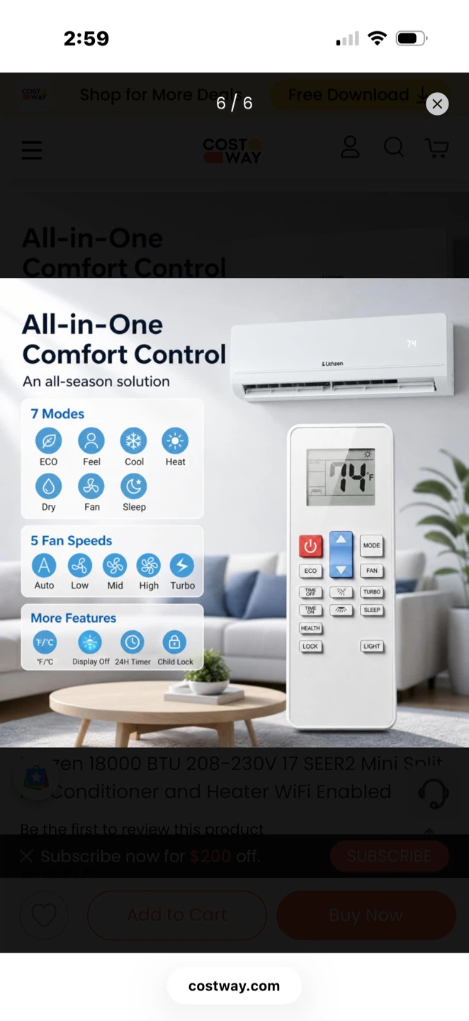 New 18000 BTU Mini Split AC and Heater