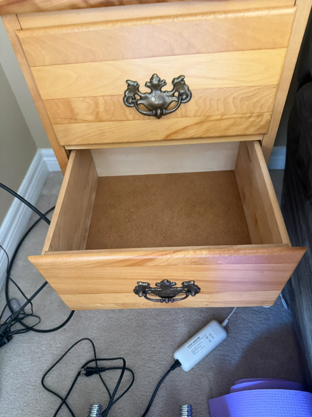 Light Wood 3-Drawer Nightstand - photo 2