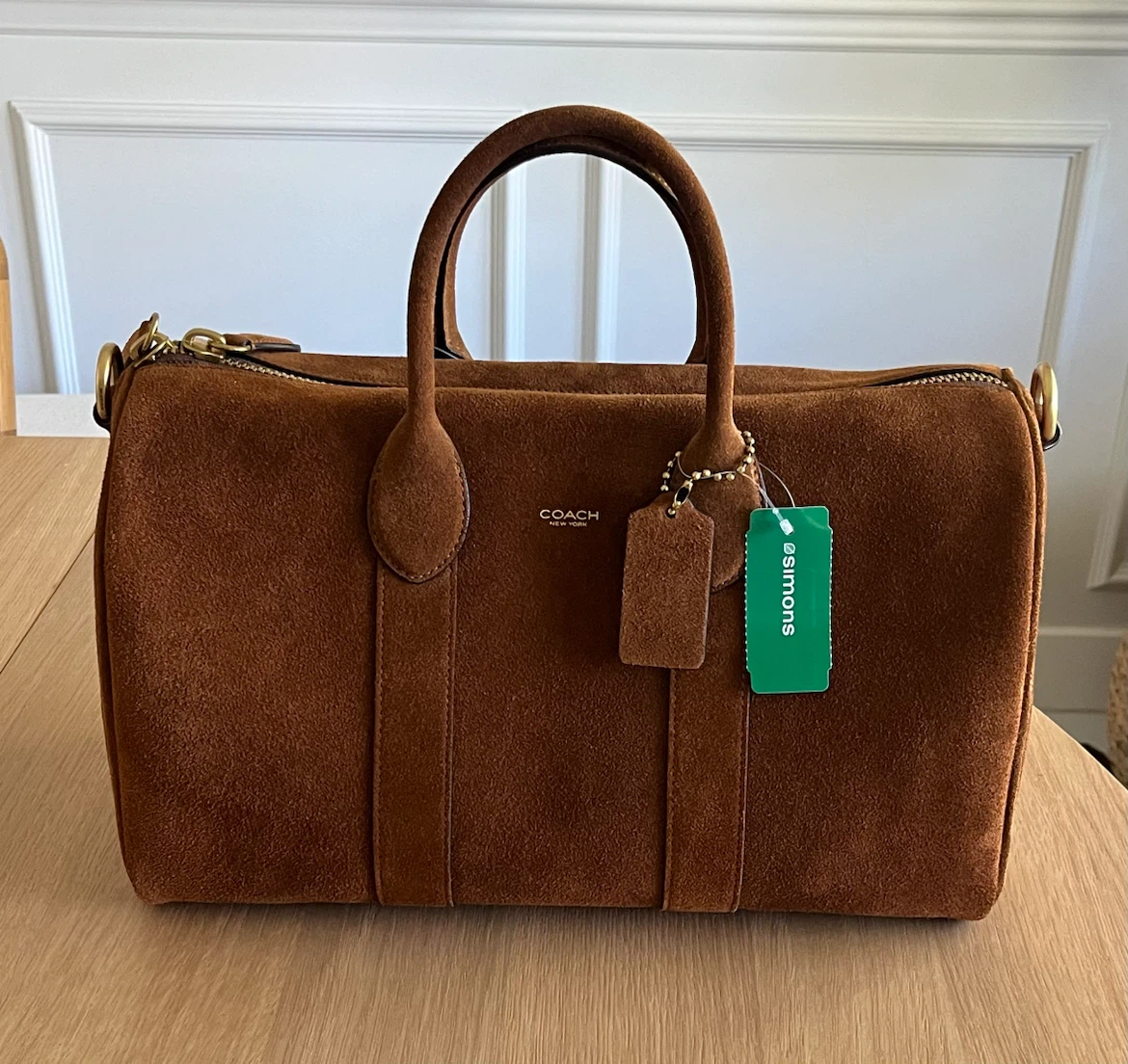 Coach Compass 35 in Warm Brown Suede