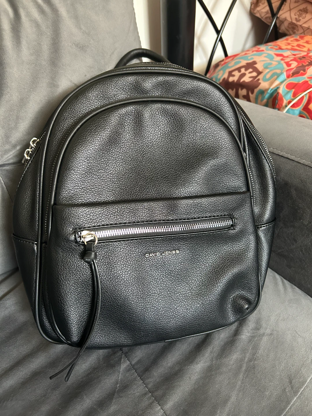 David Jones Black Faux Leather Backpack