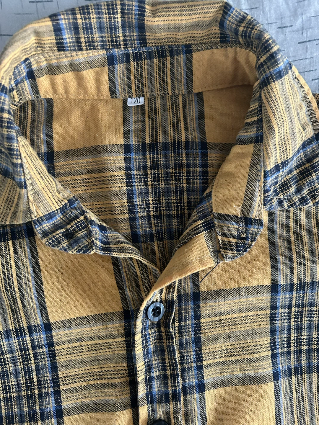 Yellow and Blue Plaid Short Sleeve Button-Up Shirt - photo 2
