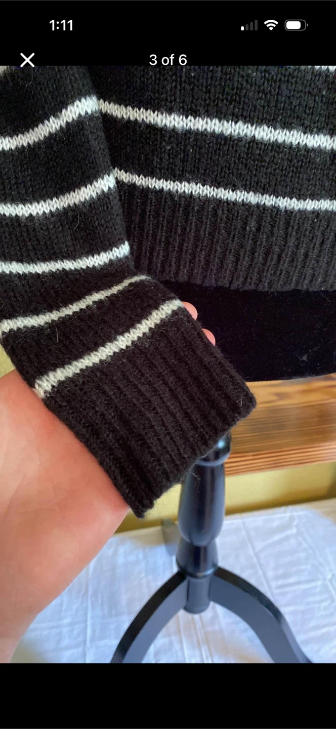 Ardene Striped Knit Sweater with Shoulder Buttons - photo 3