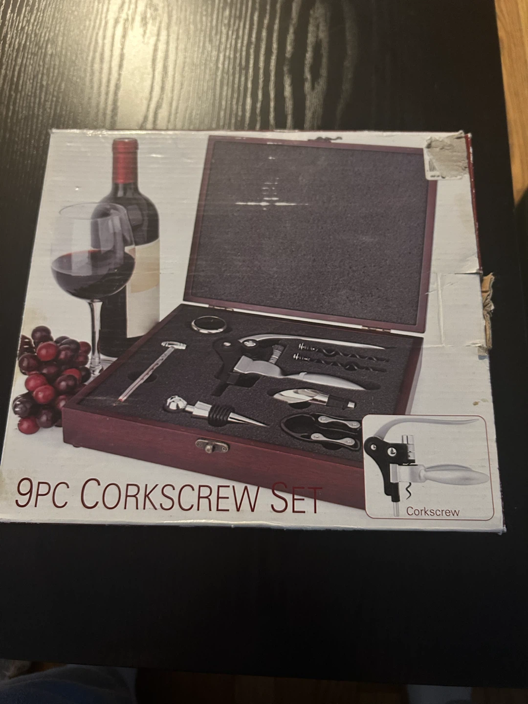9 Piece Corkscrew Set with Wooden Box