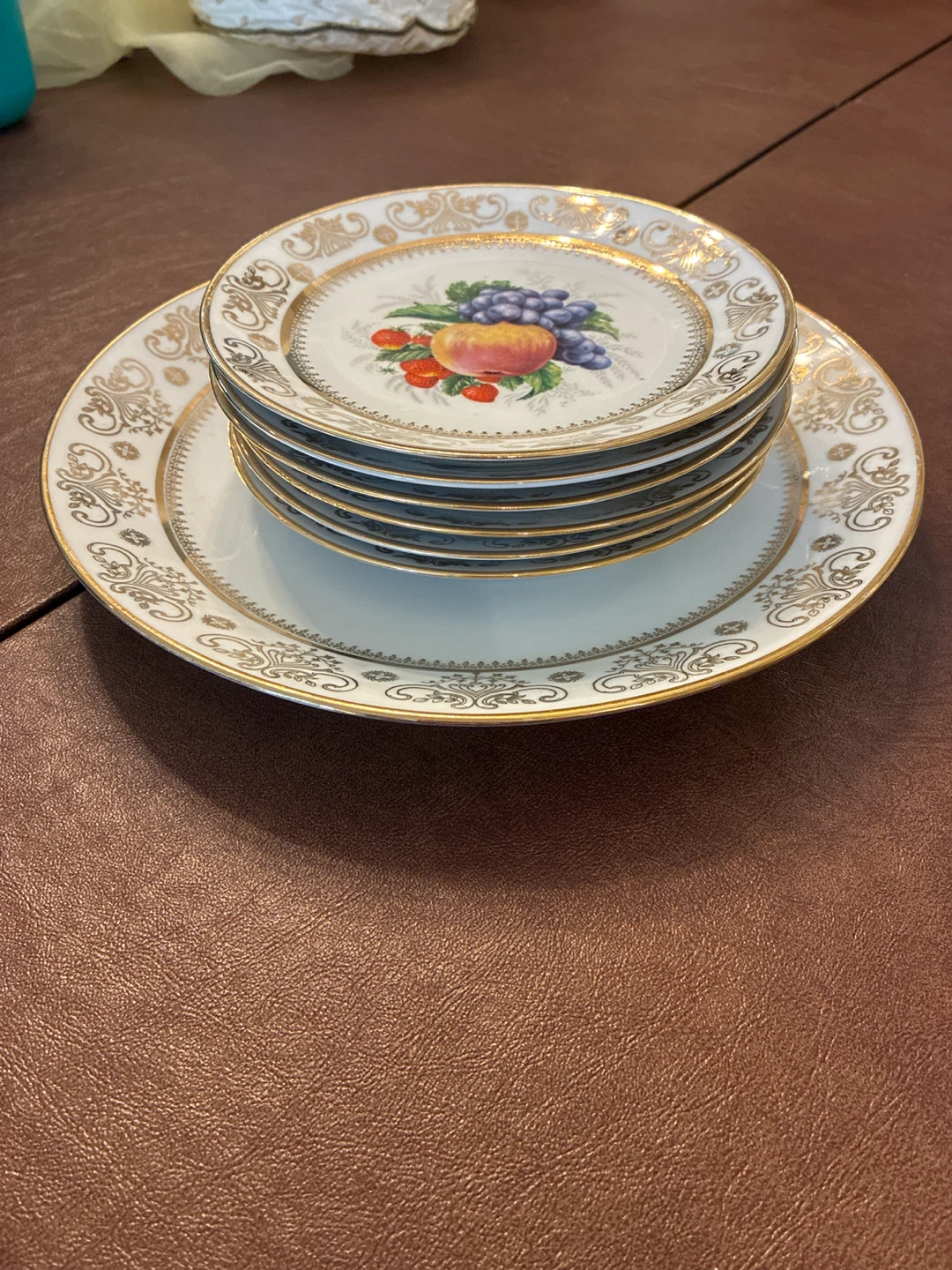 Set of 7 Fruit Dessert China Plates
