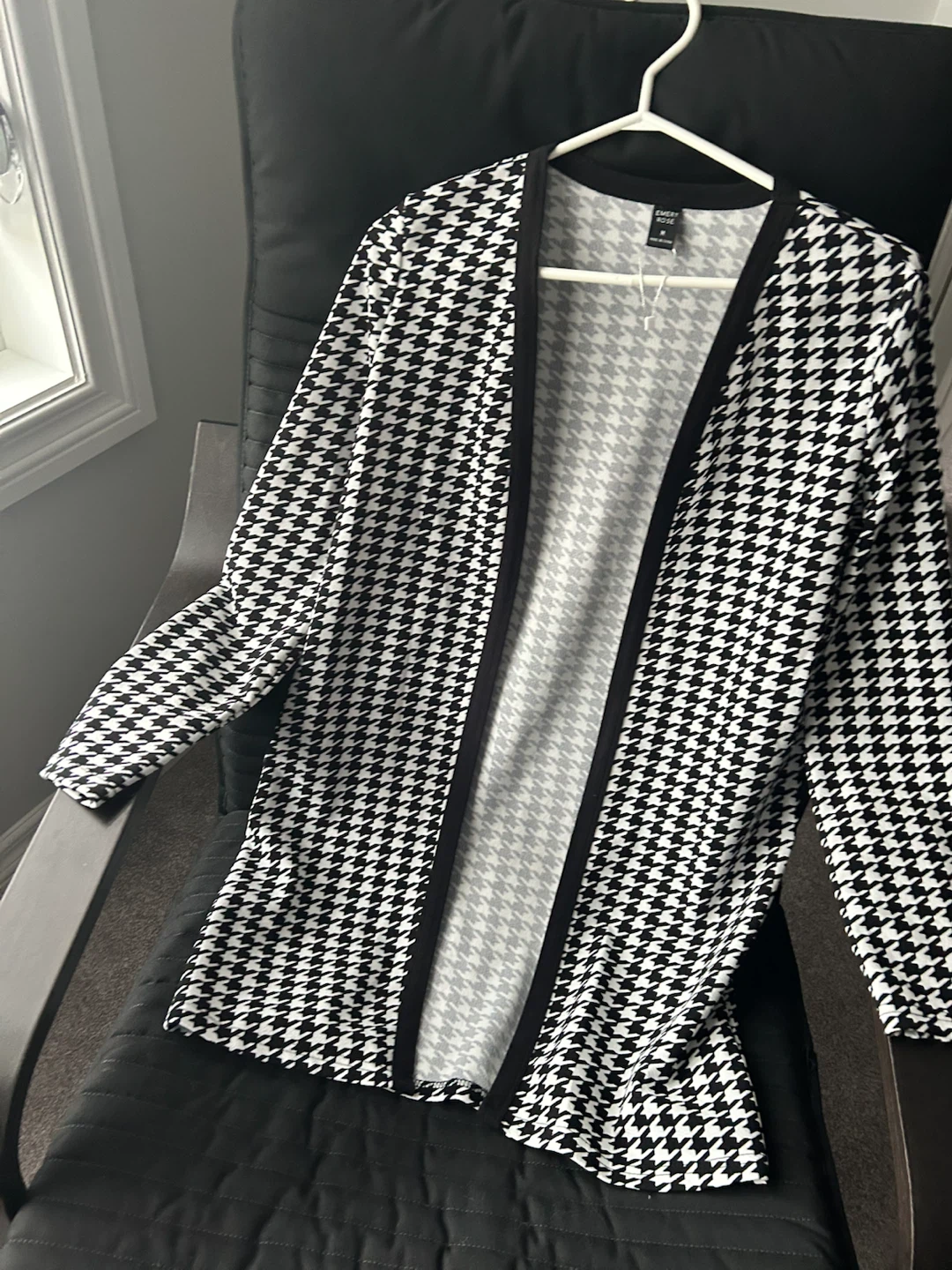 NEW Emery Rose Houndstooth Open Front Cardigan