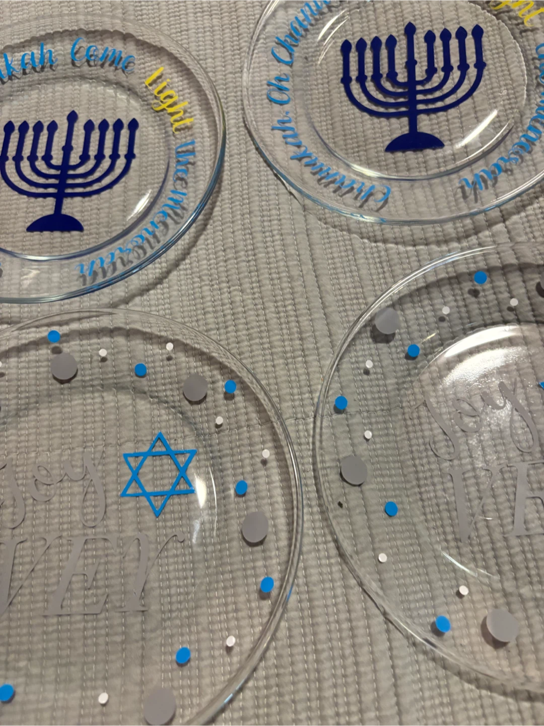 Set of 4 Hanukkah Themed Glass Plates - photo 2