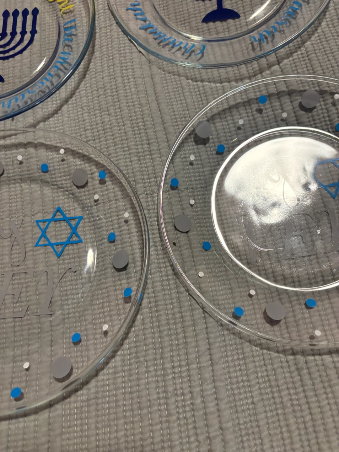 Set of 4 Hanukkah Themed Glass Plates - photo 3