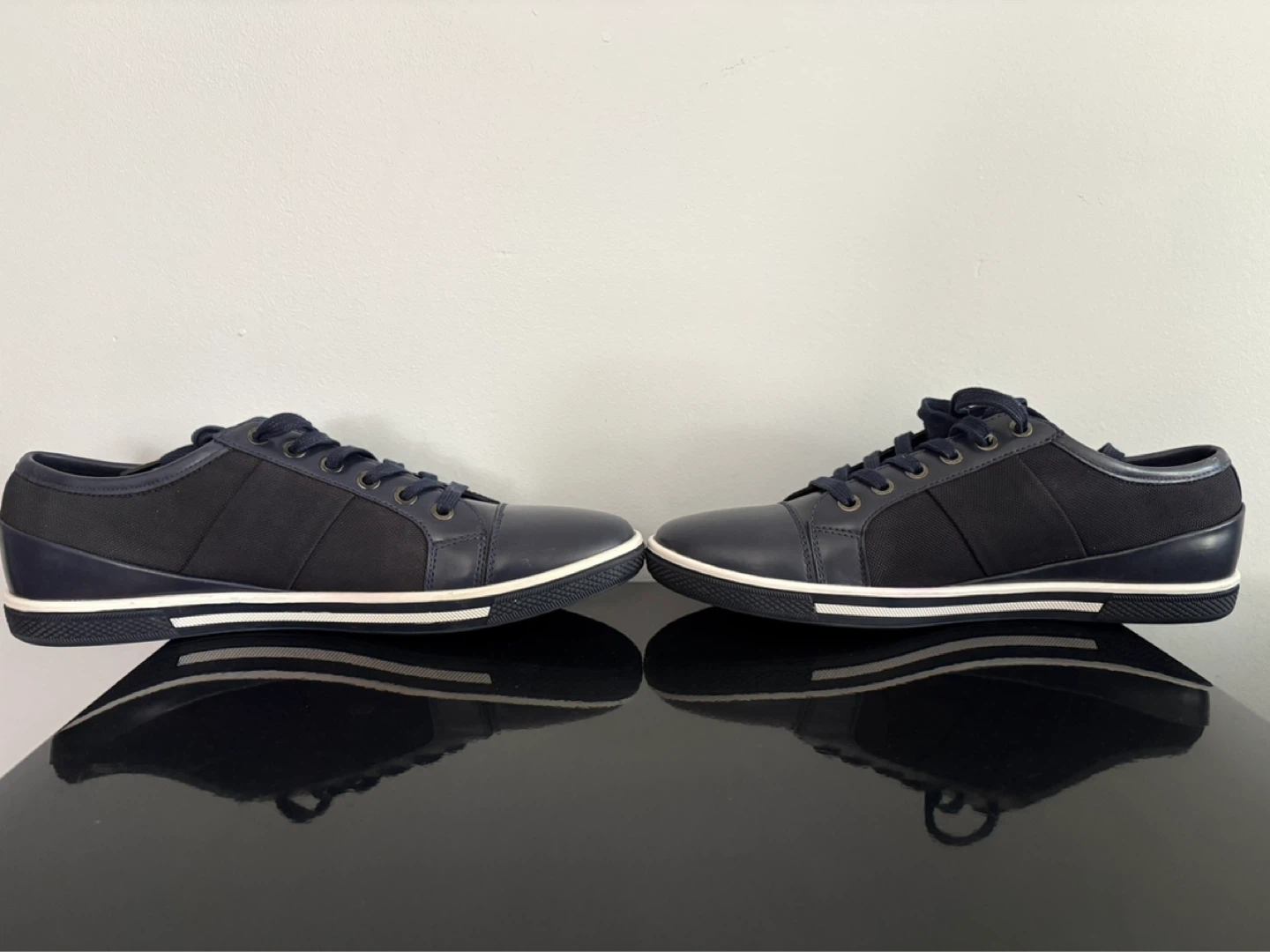 Navy Blue Lace-Up Sneakers