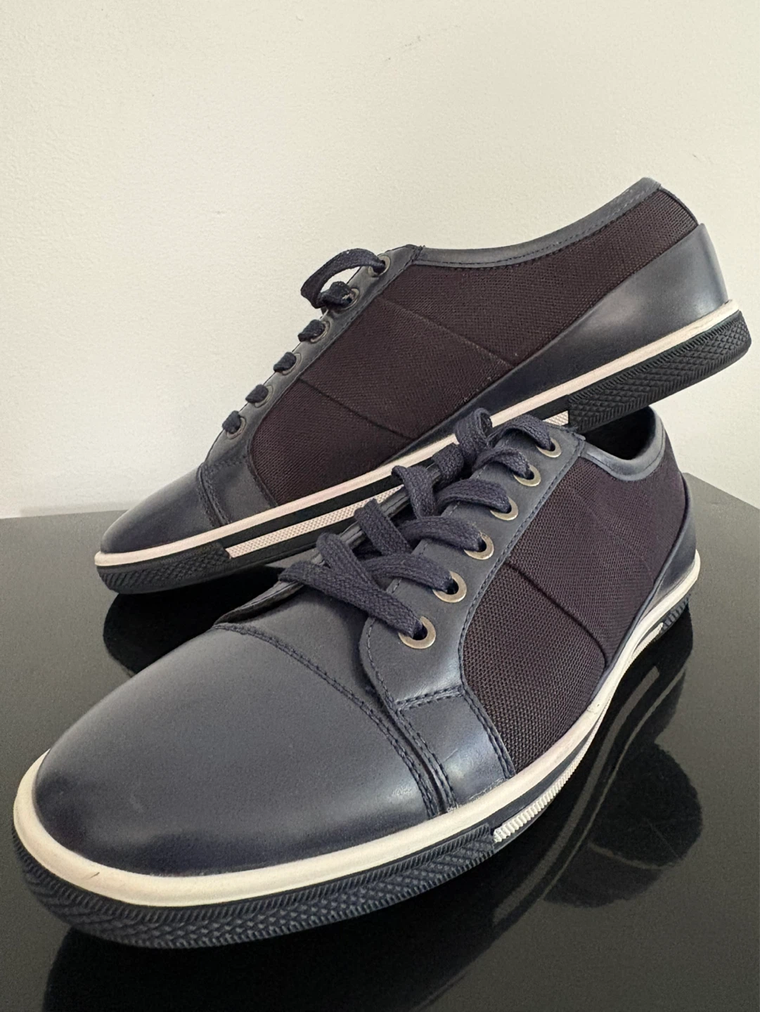 Navy Blue Lace-Up Sneakers - photo 3