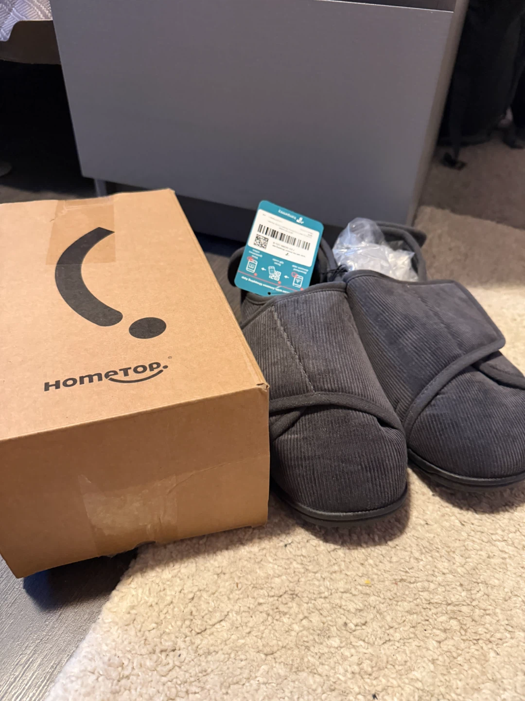HomeTop Men's Slippers Adjustable Hook & Loop Memory Foam